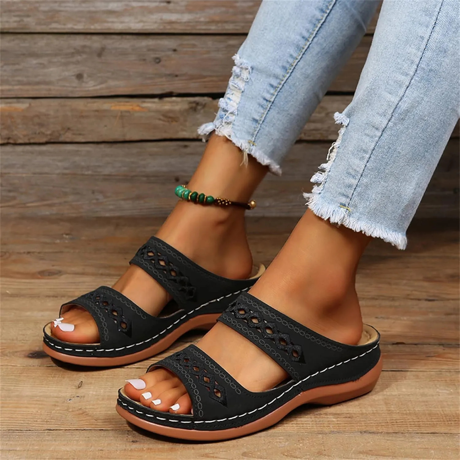 Beach Sandals For Woman Arch Support Slides Orthopedic Slippers for Plantar Fasciitis Comfort Wedge Orthotic Flip Flops 2024