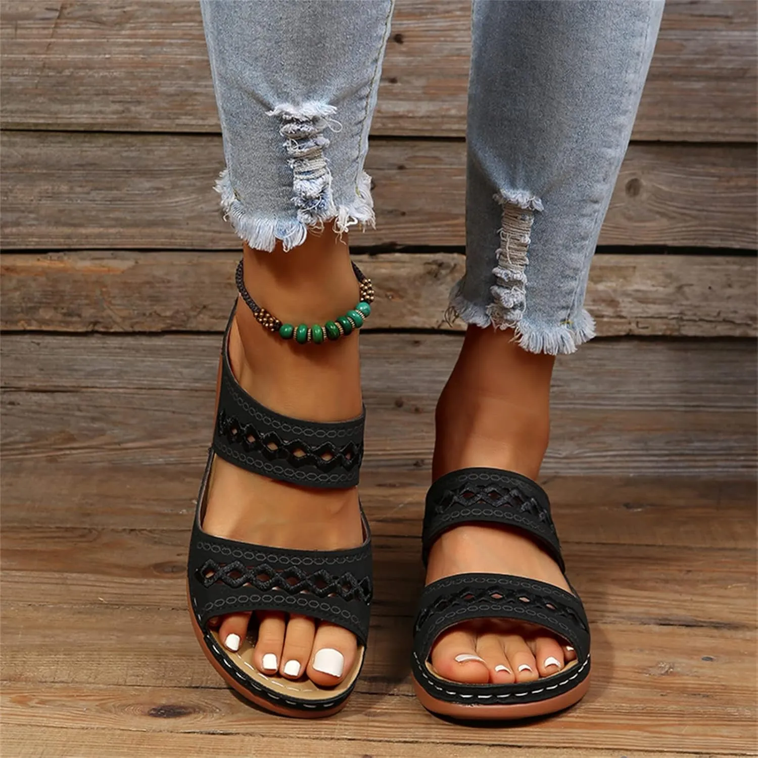 Beach Sandals For Woman Arch Support Slides Orthopedic Slippers for Plantar Fasciitis Comfort Wedge Orthotic Flip Flops 2024