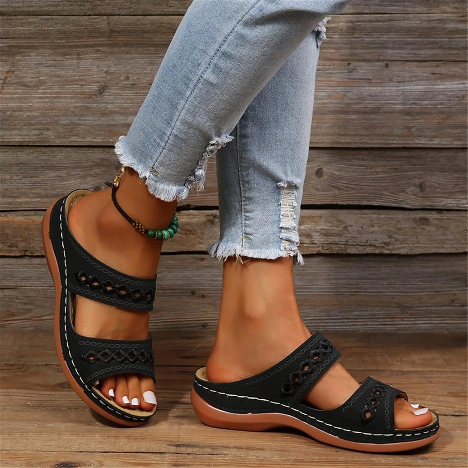 Beach Sandals For Woman Arch Support Slides Orthopedic Slippers for Plantar Fasciitis Comfort Wedge Orthotic Flip Flops 2024