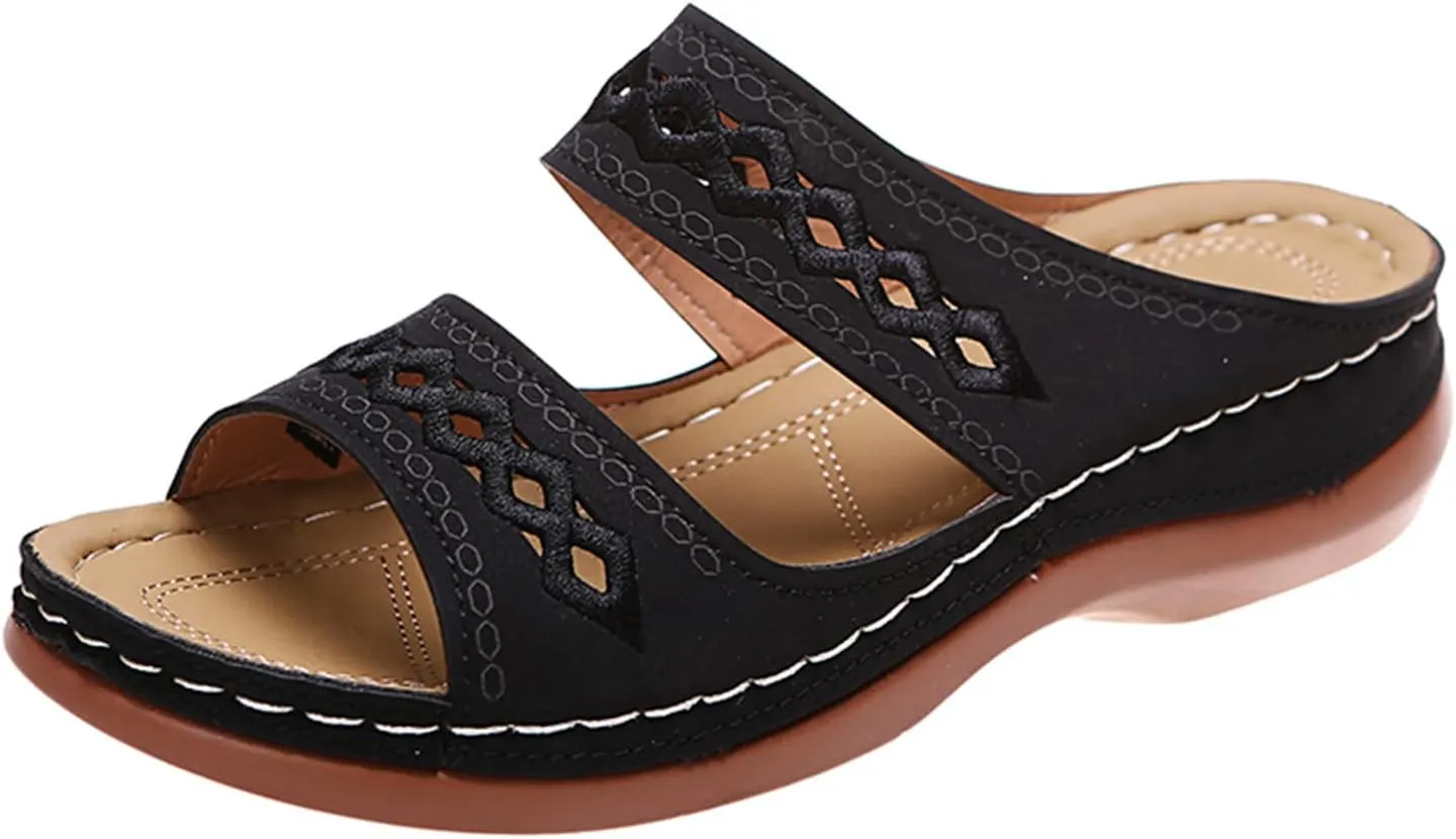 Beach Sandals For Woman Arch Support Slides Orthopedic Slippers for Plantar Fasciitis Comfort Wedge Orthotic Flip Flops 2024