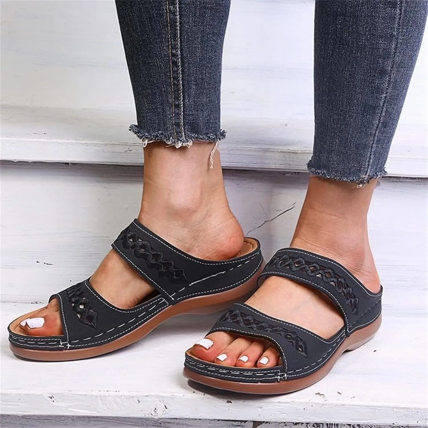Beach Sandals For Woman Arch Support Slides Orthopedic Slippers for Plantar Fasciitis Comfort Wedge Orthotic Flip Flops 2024