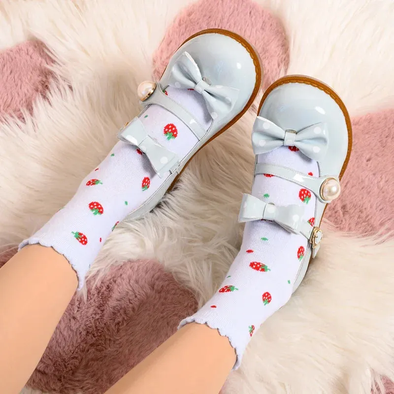 binfenxie  -  Kawaii Bowknot Lolita Women's Shoes Big Toe Large Pearl Harajuku Japanese Jk Uniform Student College Girls Casual Shoes
