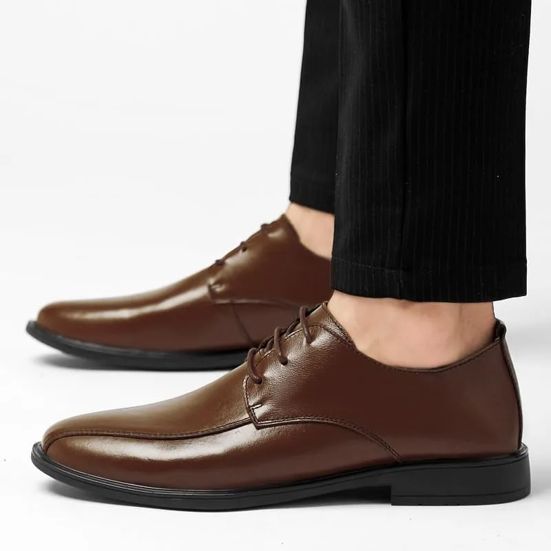 Casual Shoes for Men Leather Classic Lace-up Formal Tuxedo Shoes Soft-Soled Non-Slip Business Casual Shoes Breathable Driving Shoes for Men All-Match Casual Footwear