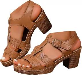 Chunky Heel Sandals for Women 2025,Womens Summer Sandal Dressy Fashion Open Toe Sandal Block Heels Adjustable Straps Ankle Strap High Heel Shoes for Outdoor Vacation Party