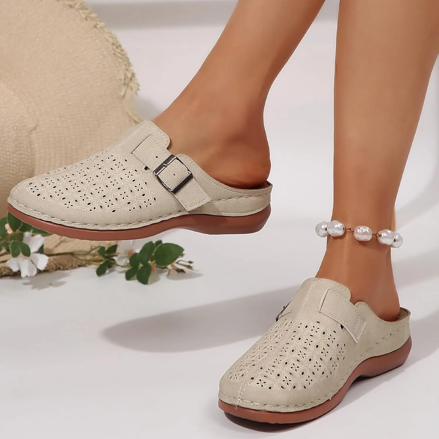 Clogs for Women Mules Slip on Sandals: Orthopedic Closed Toe Sandals with Arch Support, Summer Shoes Dressy, Comfortable Walking Wedge Clogs