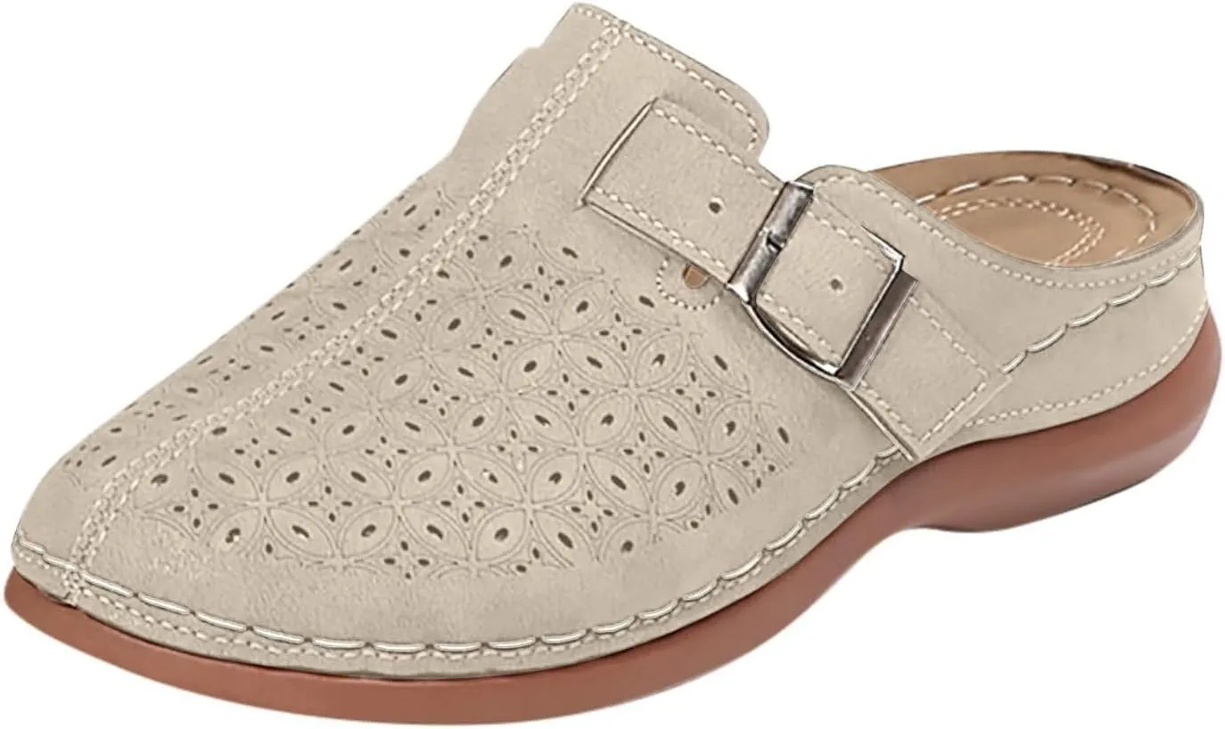 Clogs for Women Mules Slip on Sandals: Orthopedic Closed Toe Sandals with Arch Support, Summer Shoes Dressy, Comfortable Walking Wedge Clogs