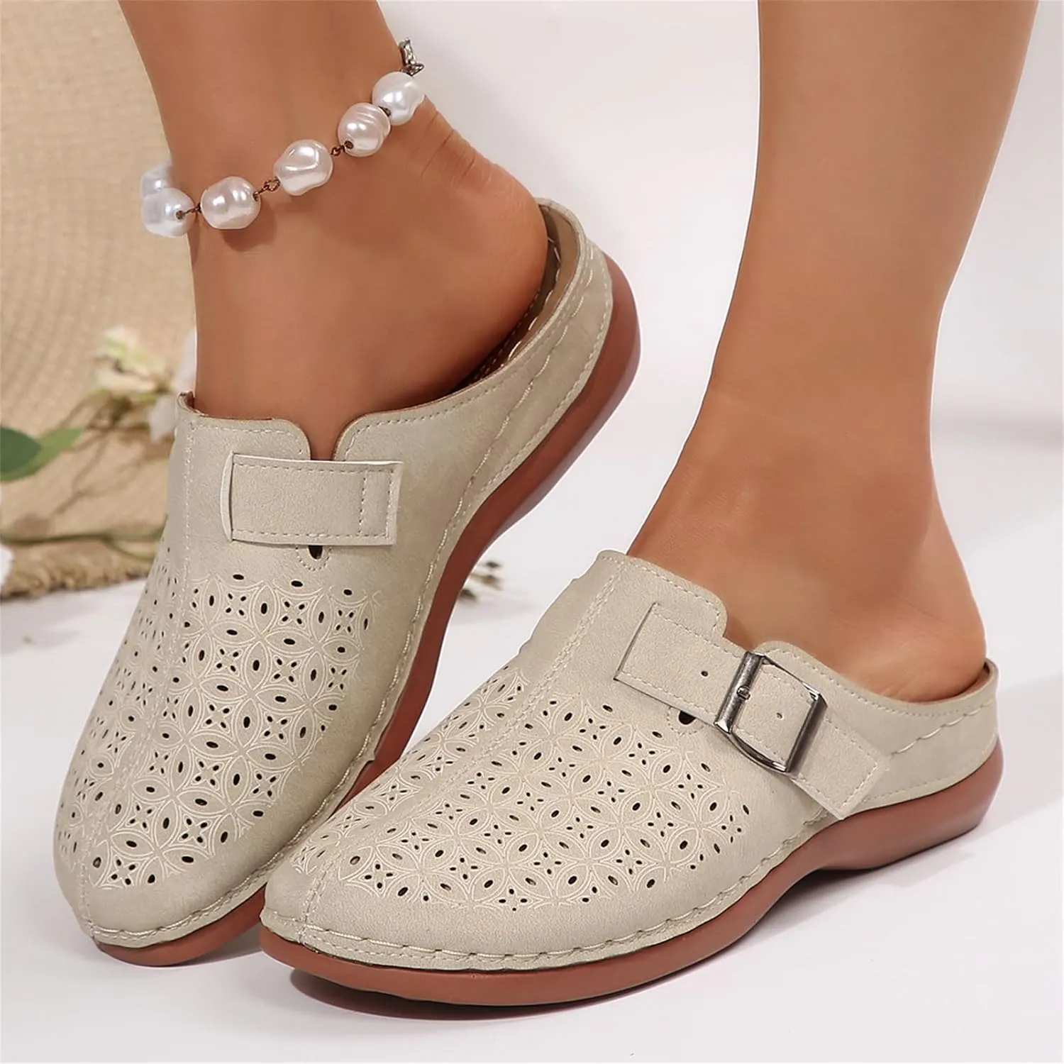 Clogs for Women Mules Slip on Sandals: Orthopedic Closed Toe Sandals with Arch Support, Summer Shoes Dressy, Comfortable Walking Wedge Clogs