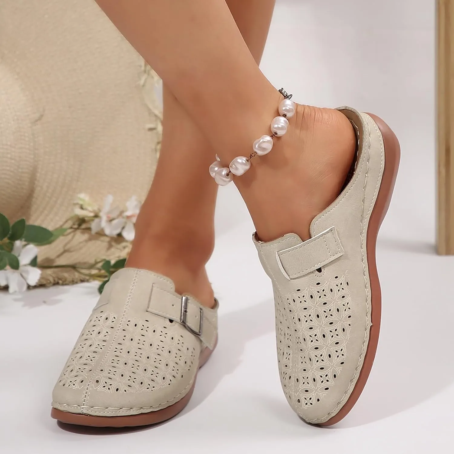 Clogs for Women Mules Slip on Sandals: Orthopedic Closed Toe Sandals with Arch Support, Summer Shoes Dressy, Comfortable Walking Wedge Clogs