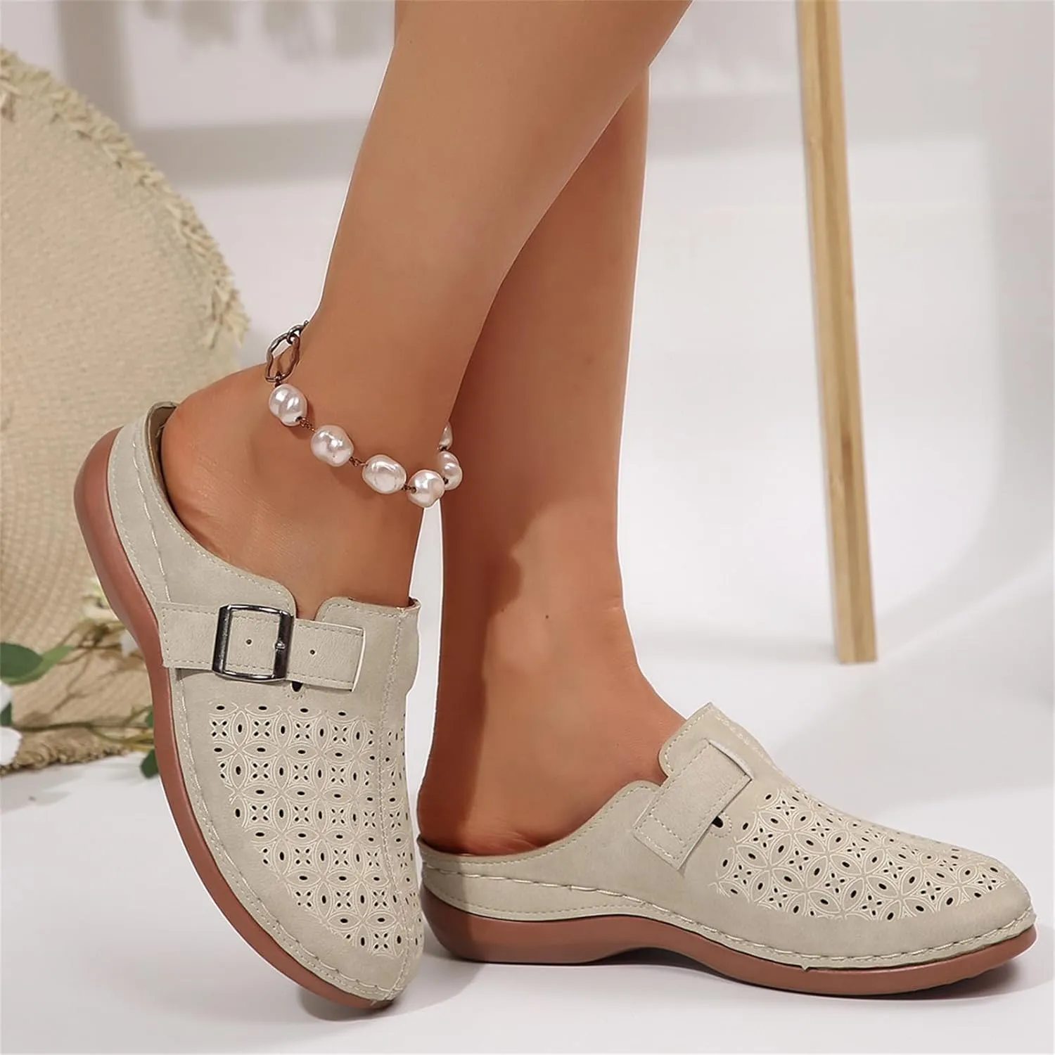 Clogs for Women Mules Slip on Sandals: Orthopedic Closed Toe Sandals with Arch Support, Summer Shoes Dressy, Comfortable Walking Wedge Clogs