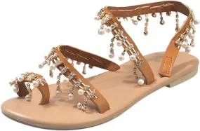 Comfortable Slip on Slide Sandals for Women Fashion Versatile Leather Cool Shoes Rhinestone Flats for Women