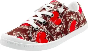 CsgrFagr Women Shoes Casual Valentine Day Love Printing Sports Shoes Canvas Fashion Casual Mens Lace up Casual Shoes (Red, 6.5)