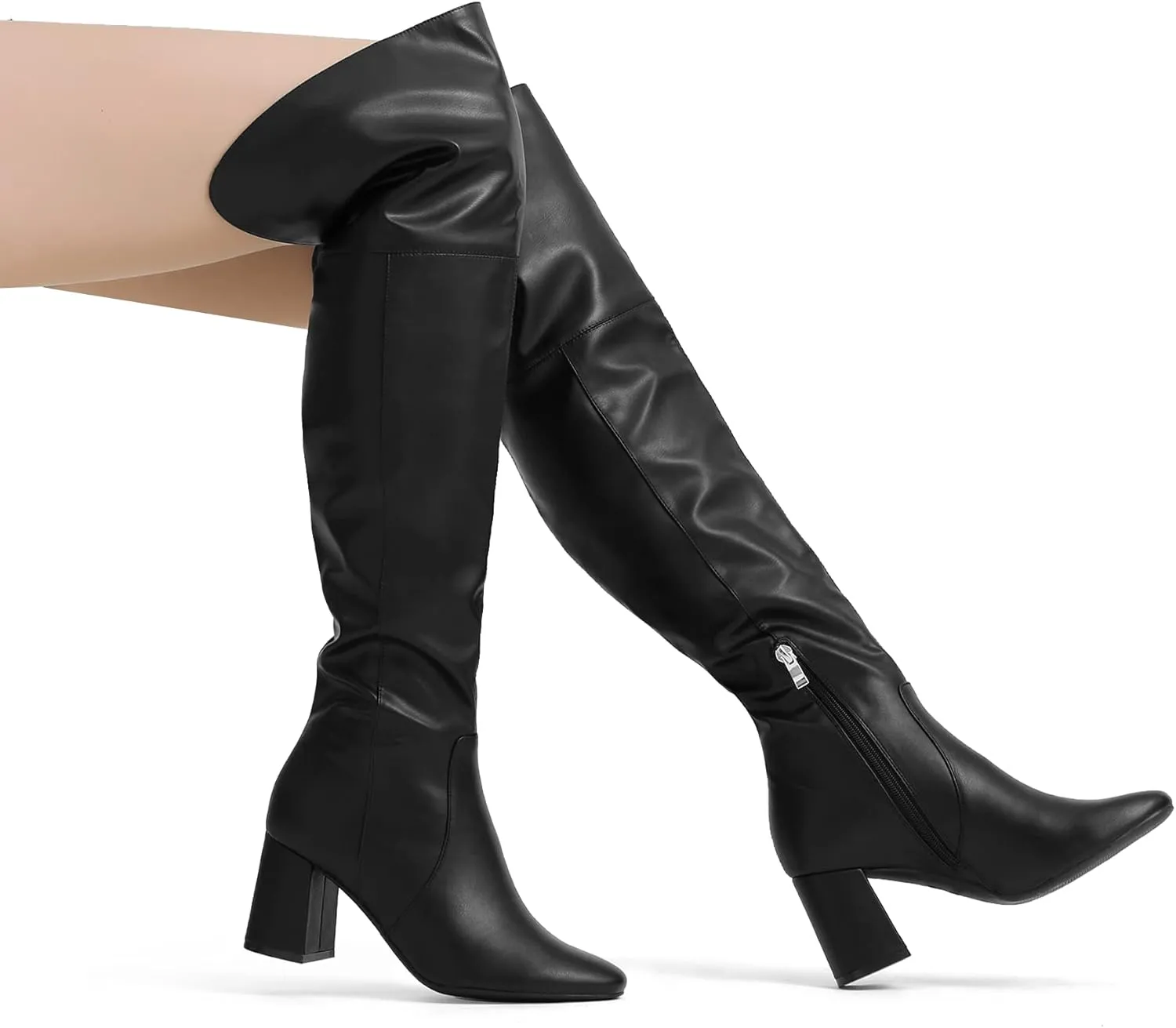 DREAM PAIRS Womens Thigh High Over the Knee Fashion Chunky Heel Long Boots