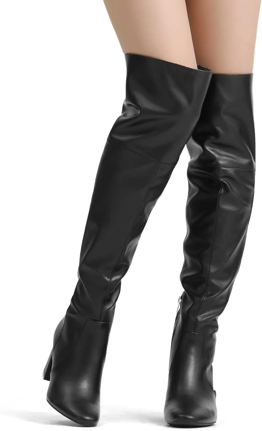 DREAM PAIRS Womens Thigh High Over the Knee Fashion Chunky Heel Long Boots