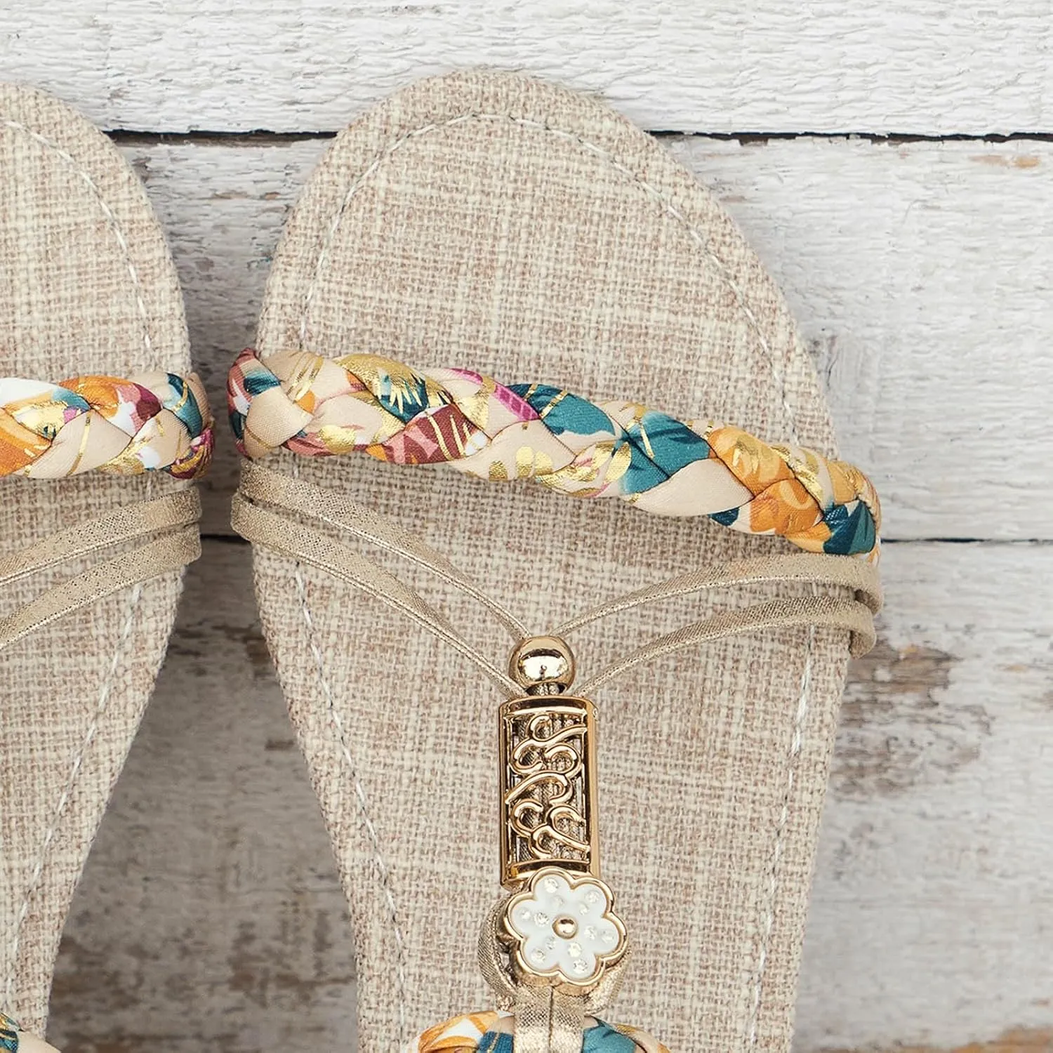 Flat Sandals For Women,Rhinestone Bohemian Braided Flat Sandals Comfortable Walking Casual Beach Ankle Elastic Summer Shoes