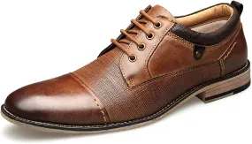 Formal Men's Dress Leather Shoes for Men Casual Slip On Moccasins Leather Lightweight Driving Shoes Business Shoes,Brown,US12