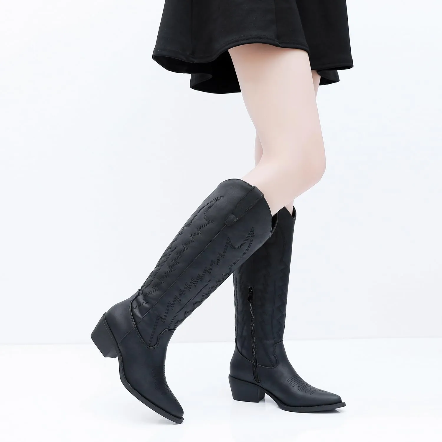 GLOBALWIN Women's Knee High Long Pointed Toe Western Cowboy Boots For Women