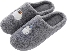 House Slippers for Women Memory Foam,Unisex Cute Comfort Plush Fleece Lined Anti-Skid Winter House Shoes for Indoor Outdoor