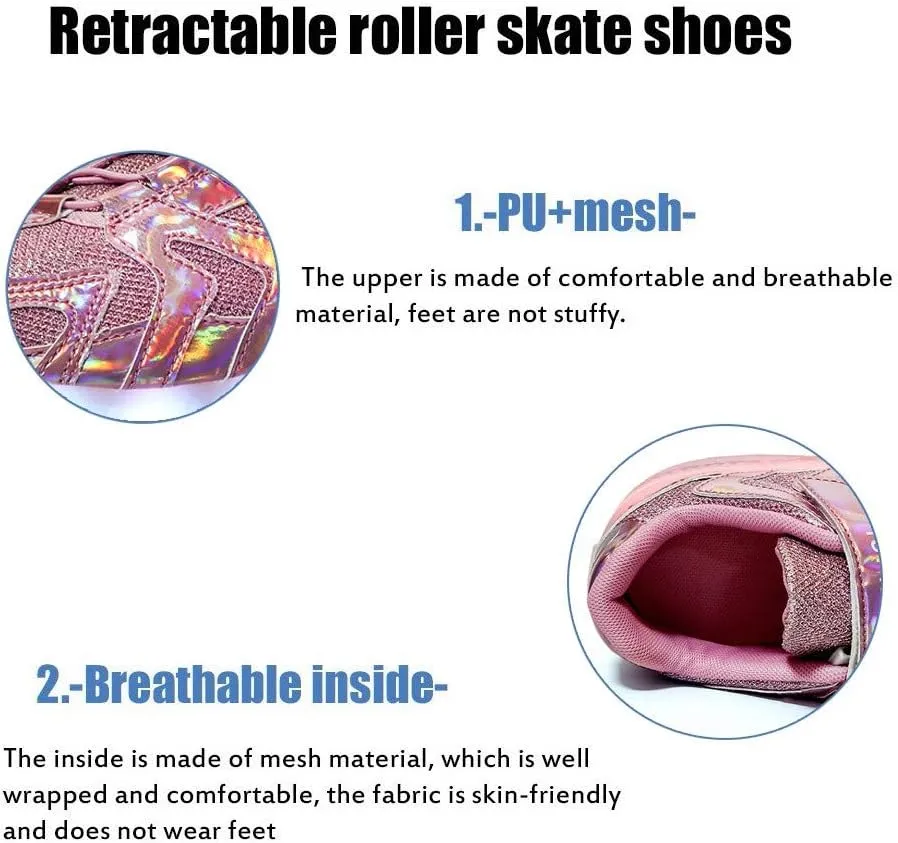 Kids Roller Skate Shoes with Single Wheel Shoes Sport Sneaker Led Rechargeable Retractable Flashing Sneakers for Unisex Girls Boys Beginners Gift Gold-USA 12