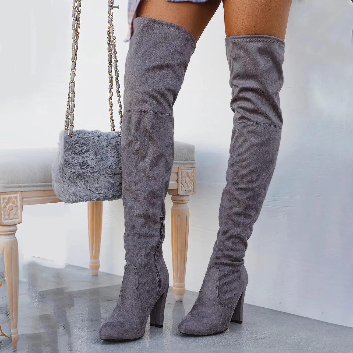 Knee The Heels Women Over Boots Long Winter Comfort Boots Shoes Boots Women's Boots Taupe Thigh High Boots