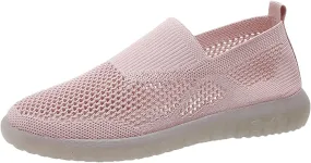 Ladies Fashion Solid Color Mesh Breathable Comfortable Flat Casual Shoes Casual Shoes for Men Suede (8) Pink