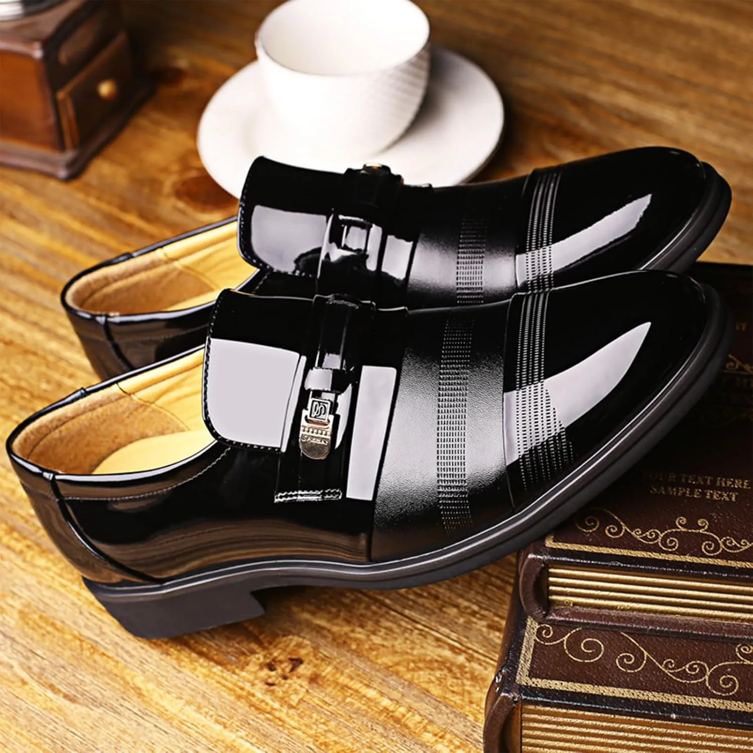 Men's Breathable Leather Oxfords Shoes Business Casual Formal Shoes Office Work Low Top Dress Shoes Breathable Casual Tuxedo Leather Shoes