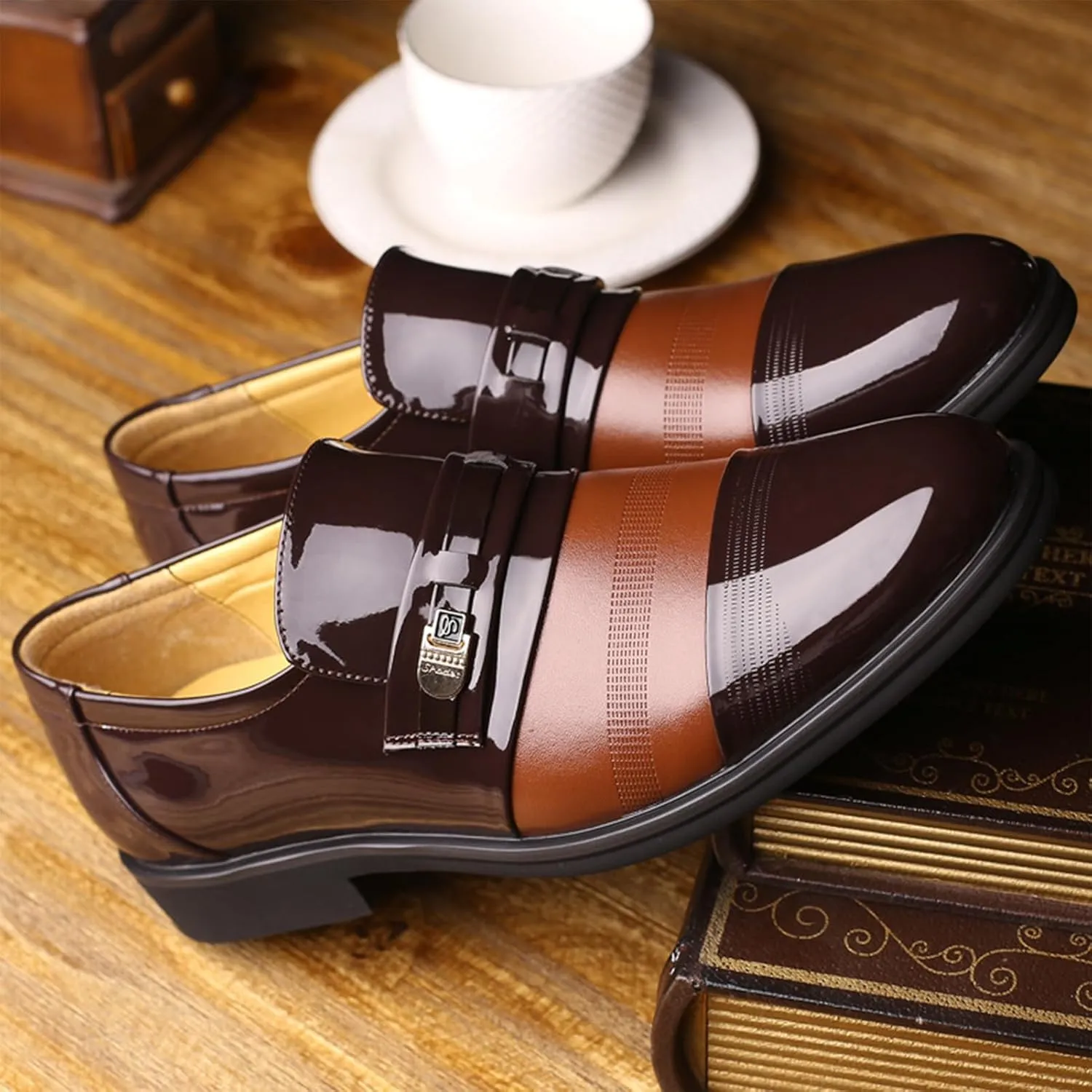 Men's Breathable Leather Oxfords Shoes Business Casual Formal Shoes Office Work Low Top Dress Shoes Breathable Casual Tuxedo Leather Shoes
