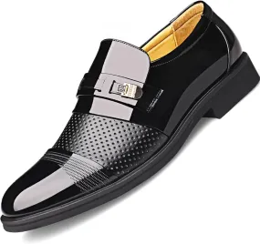 Men's Breathable Leather Oxfords Shoes Business Casual Formal Shoes Office Work Low Top Dress Shoes Breathable Casual Tuxedo Leather Shoes