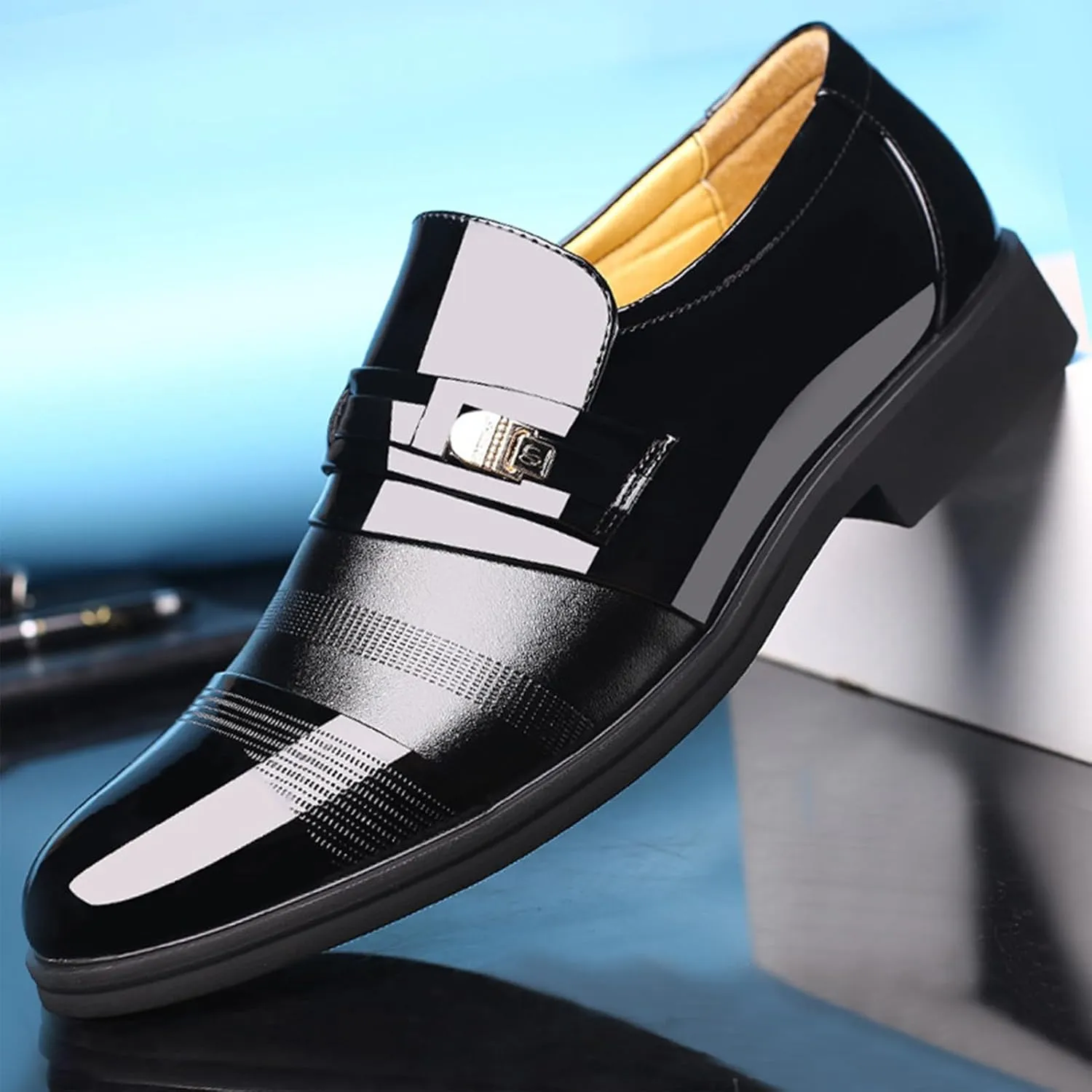 Men's Breathable Leather Oxfords Shoes Business Casual Formal Shoes Office Work Low Top Dress Shoes Breathable Casual Tuxedo Leather Shoes