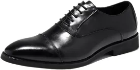 Men's Paint Leather Shoes, Classic Oxford Leather Dress Shoes for Men Lace Up Breathable Office Shoes Wedding Footwear