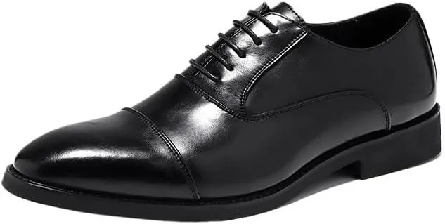 Men's Paint Leather Shoes, Classic Oxford Leather Dress Shoes for Men Lace Up Breathable Office Shoes Wedding Footwear