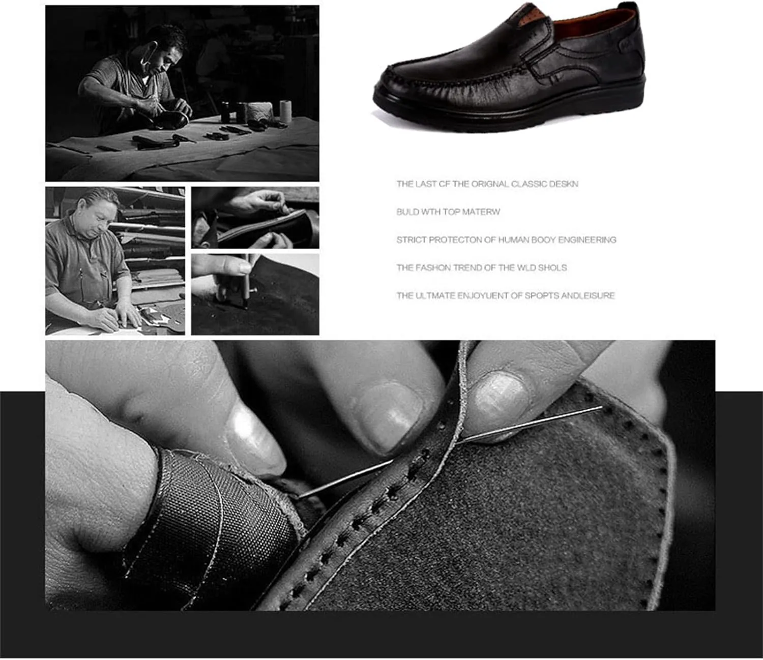 Men's Premium Genuine Leather Casual Slip on Breathable Driving Shoes,Classic Leather Lined Oxfords Casual Dress Shoes