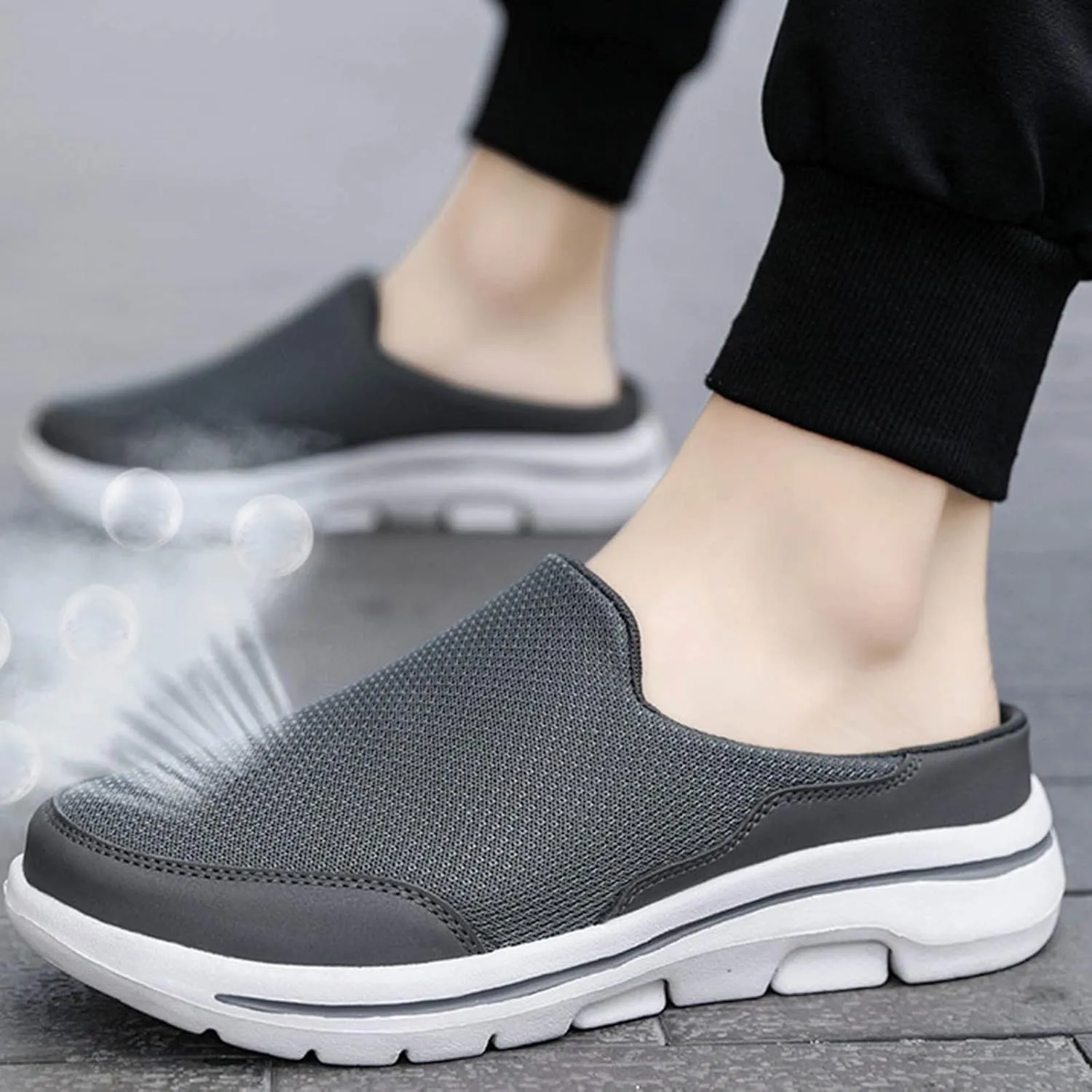 Mens Slippers with Arch Support Casual Mules Running Shoes for Men Loafers Shoes Dressy Casual Walking Sneakers Platform Tennis Shoe Casual Loafers