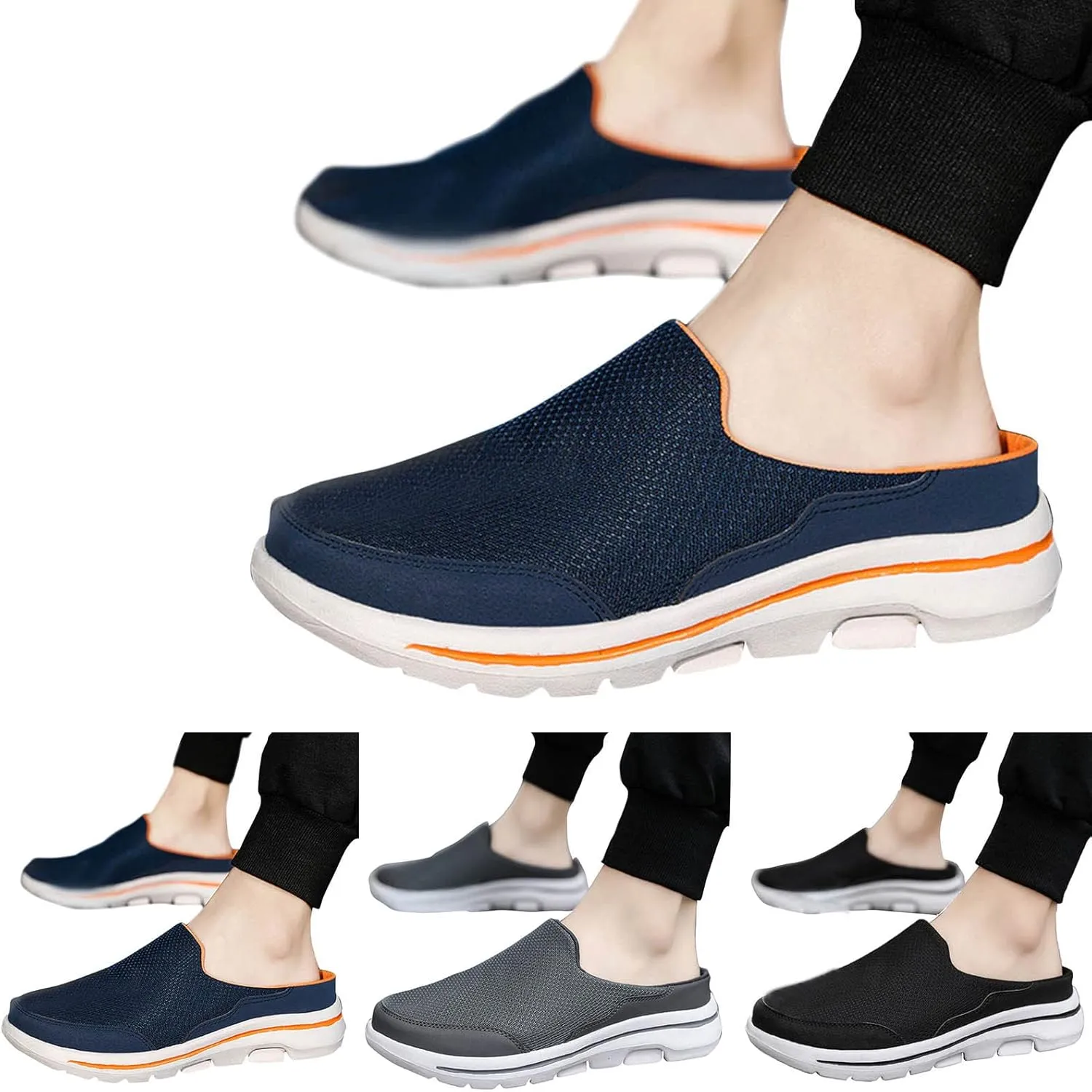 Mens Slippers with Arch Support Casual Mules Running Shoes for Men Loafers Shoes Dressy Casual Walking Sneakers Platform Tennis Shoe Casual Loafers