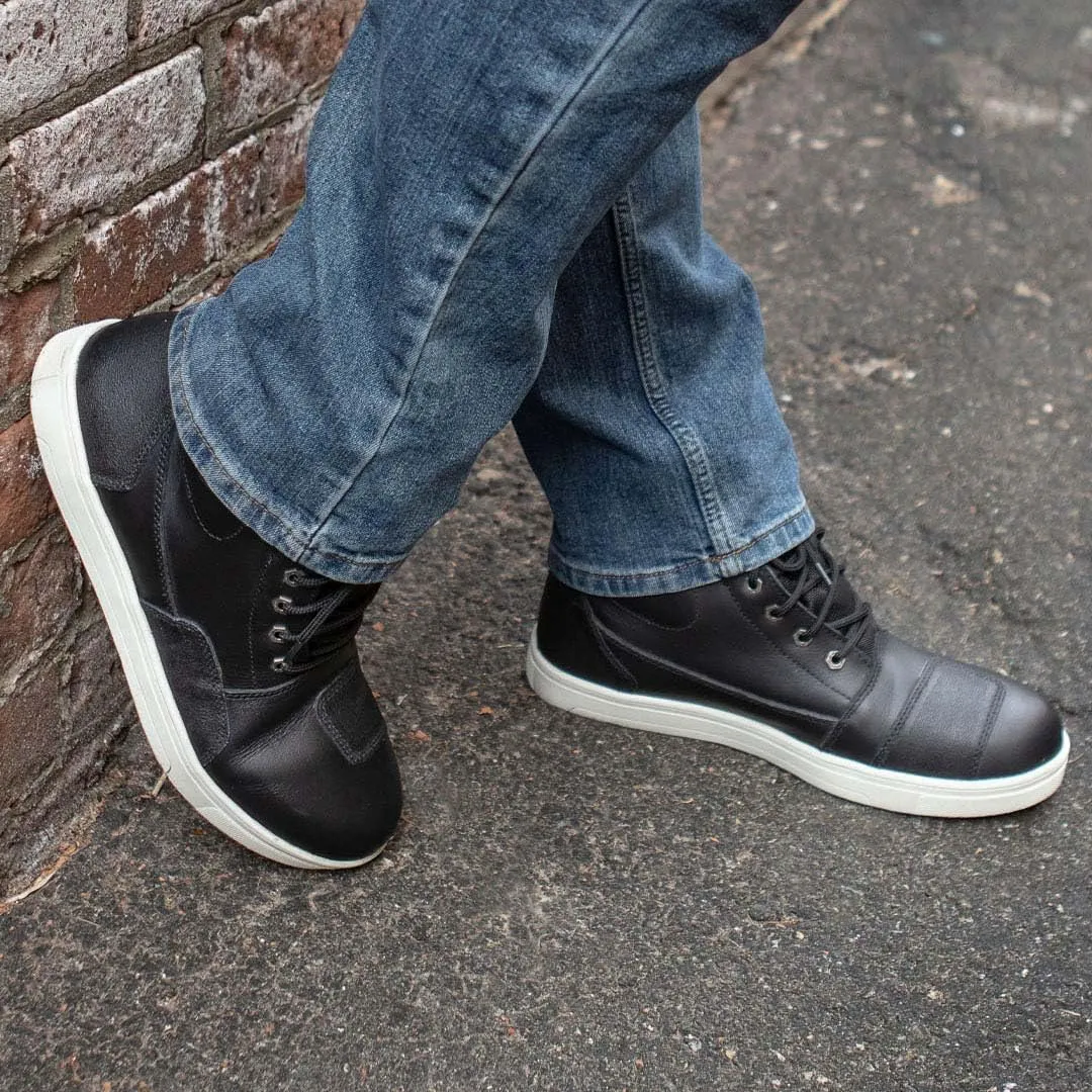 Milwaukee Leather MBM9002 Men's Black Leather Reinforced Street Biker Riding Shoes w/Shift Protect Ankle Support - 11.5