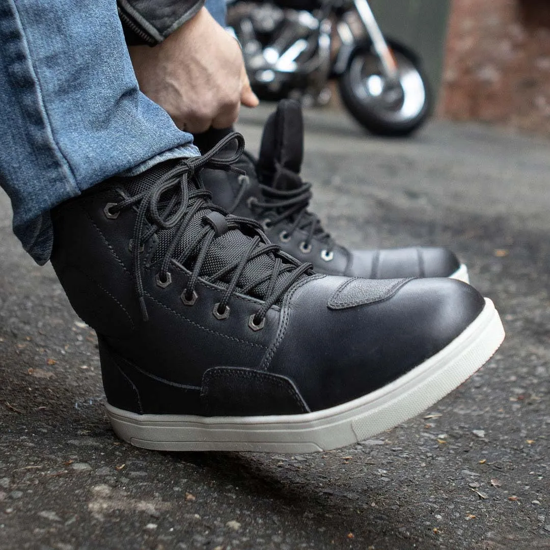 Milwaukee Leather MBM9002 Men's Black Leather Reinforced Street Biker Riding Shoes w/Shift Protect Ankle Support - 11.5