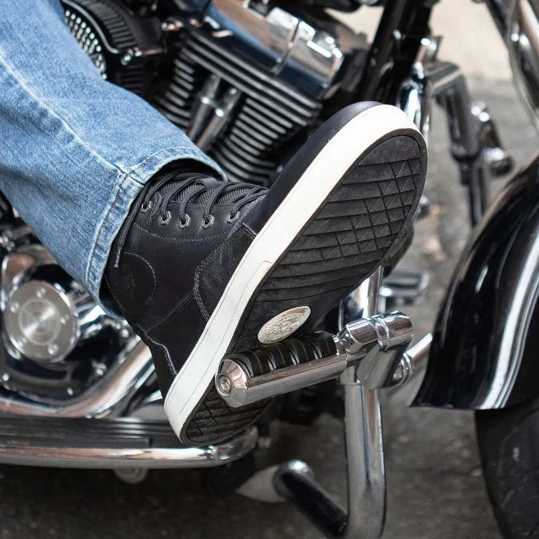 Milwaukee Leather MBM9002 Men's Black Leather Reinforced Street Biker Riding Shoes w/Shift Protect Ankle Support - 11.5