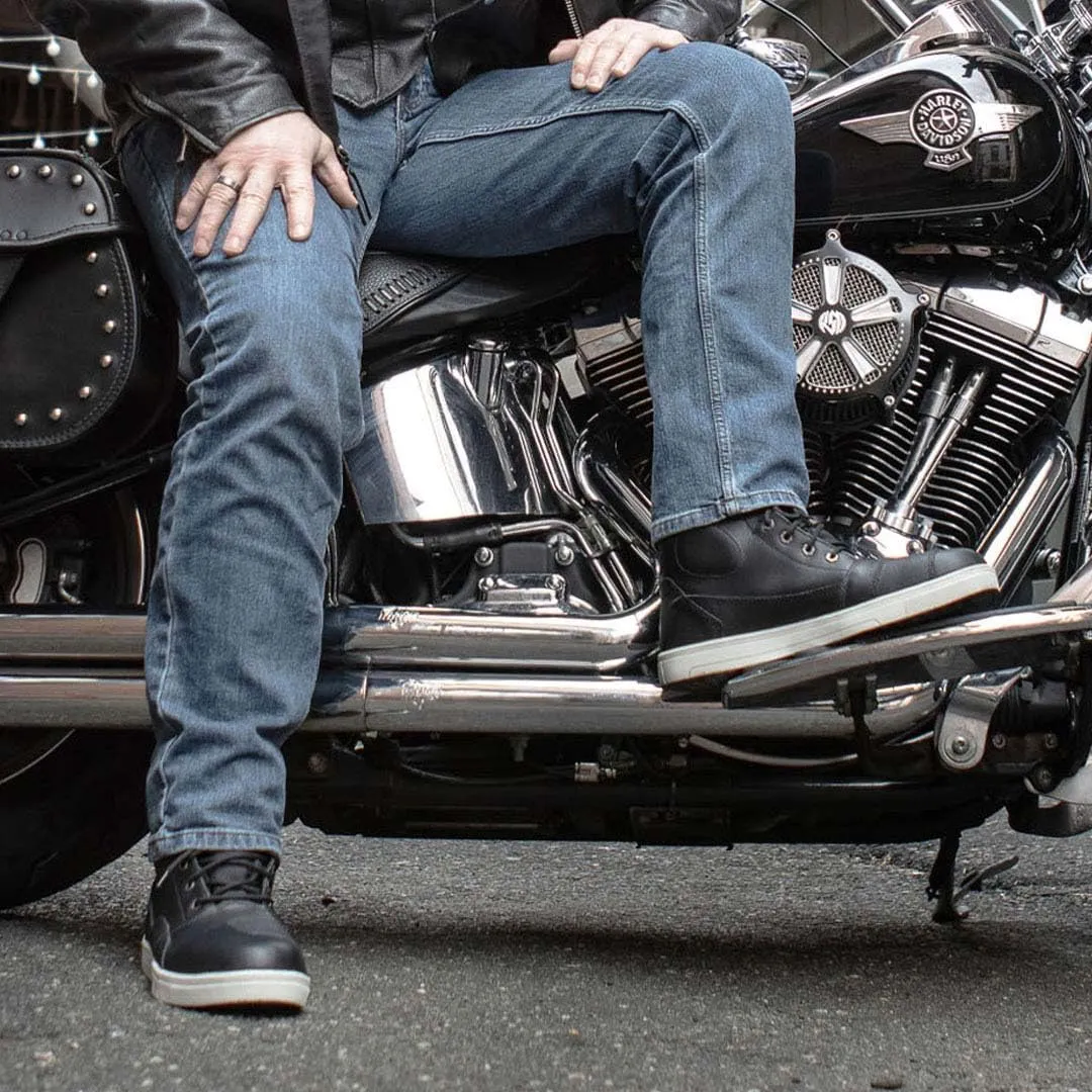 Milwaukee Leather MBM9002 Men's Black Leather Reinforced Street Biker Riding Shoes w/Shift Protect Ankle Support - 11.5