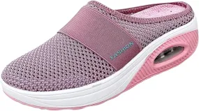 Mules for Women Men Diabetic Air Cushion Slip On Walking Shoes Breathable Mesh Sports Slippers Shoes with Arch Support
