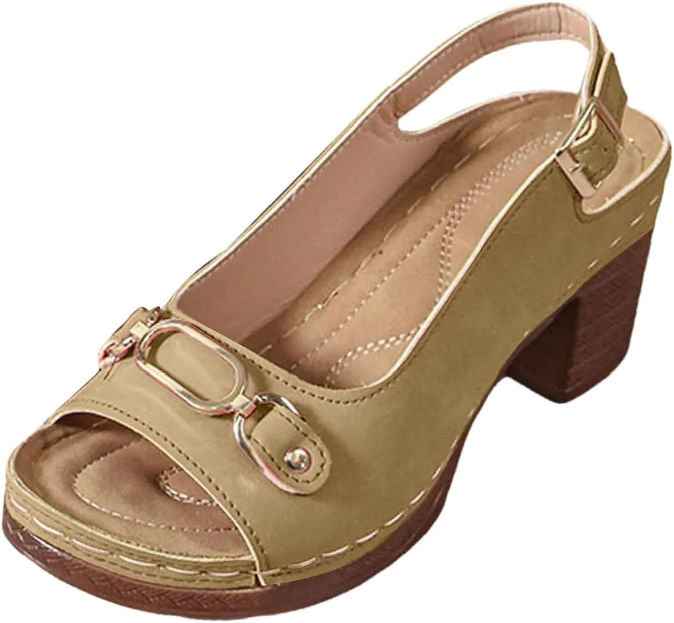 Orthopedic Sandals for Women Strappy Low Chunky Block Heel Sandals Adjustable Slingback Open Toe Heeled Sandal Beach Dress Comfortable Outdoor Shoes