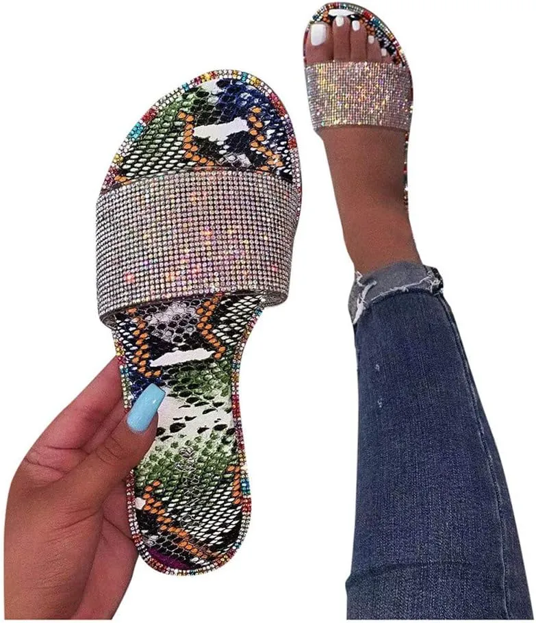 Sandals for Women Platform, Crystal Comfy Platform Sandal Shoes Summer Beach Travel Shoes Sandal Ladies Flip Flops