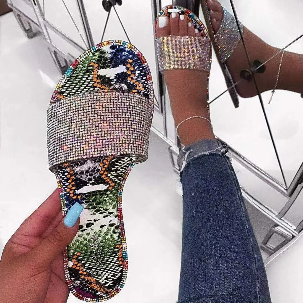 Sandals for Women Platform, Crystal Comfy Platform Sandal Shoes Summer Beach Travel Shoes Sandal Ladies Flip Flops