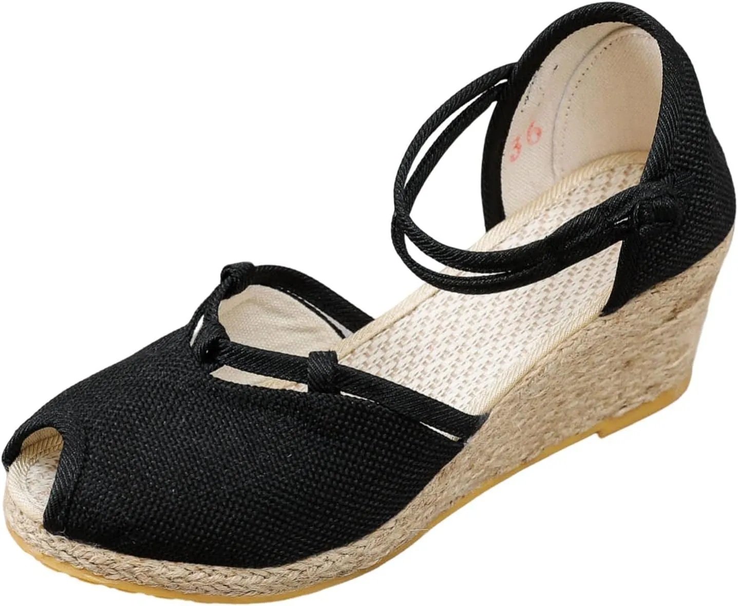 Smoneyful Women Ankle Strap Closed Toe Espadrille Sandals Wedge Heels Retro Platform Buckle Strap Casual for Summer