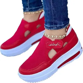 TROONZ Canvas Shoes Women Fashion Trainers, Casual Mesh Shoes,Spring Sneakers Women Casual Breathable Sport Shoes-Red||7