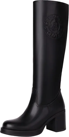 vivianly Women's Knee High Boots Round Toe Block Heel Long Boot with Zipper