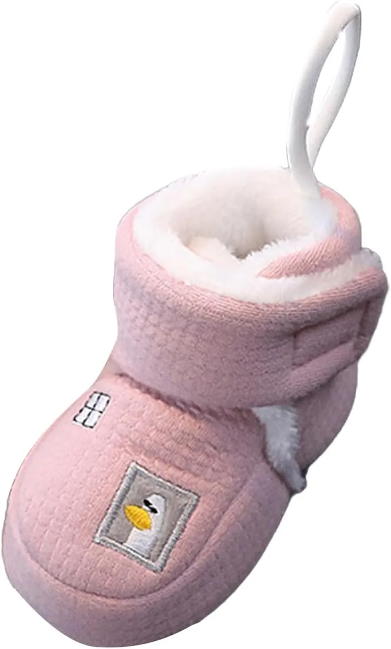 Warm Fr Baby Boots, 2024 New Plush Warm Infant Booties, Winter Drawstring Anti-Slip Soft Sole Fuzzy Snow Booties