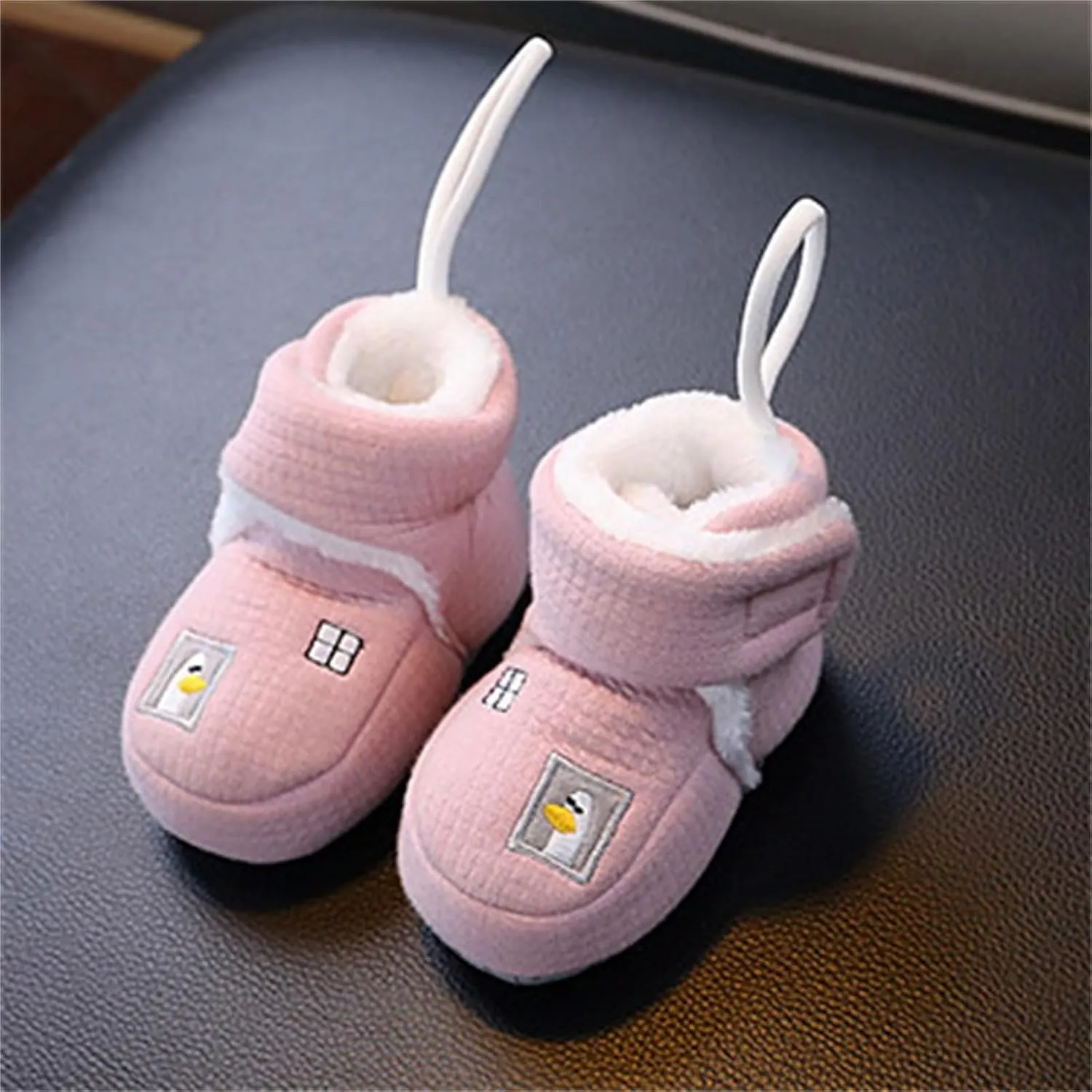 Warm Fr Baby Boots, 2024 New Plush Warm Infant Booties, Winter Drawstring Anti-Slip Soft Sole Fuzzy Snow Booties