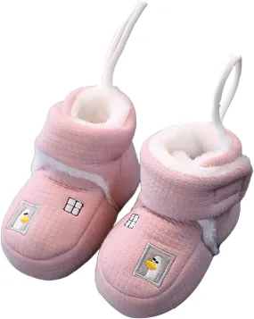 Warm Fr Baby Boots, 2024 New Plush Warm Infant Booties, Winter Drawstring Anti-Slip Soft Sole Fuzzy Snow Booties
