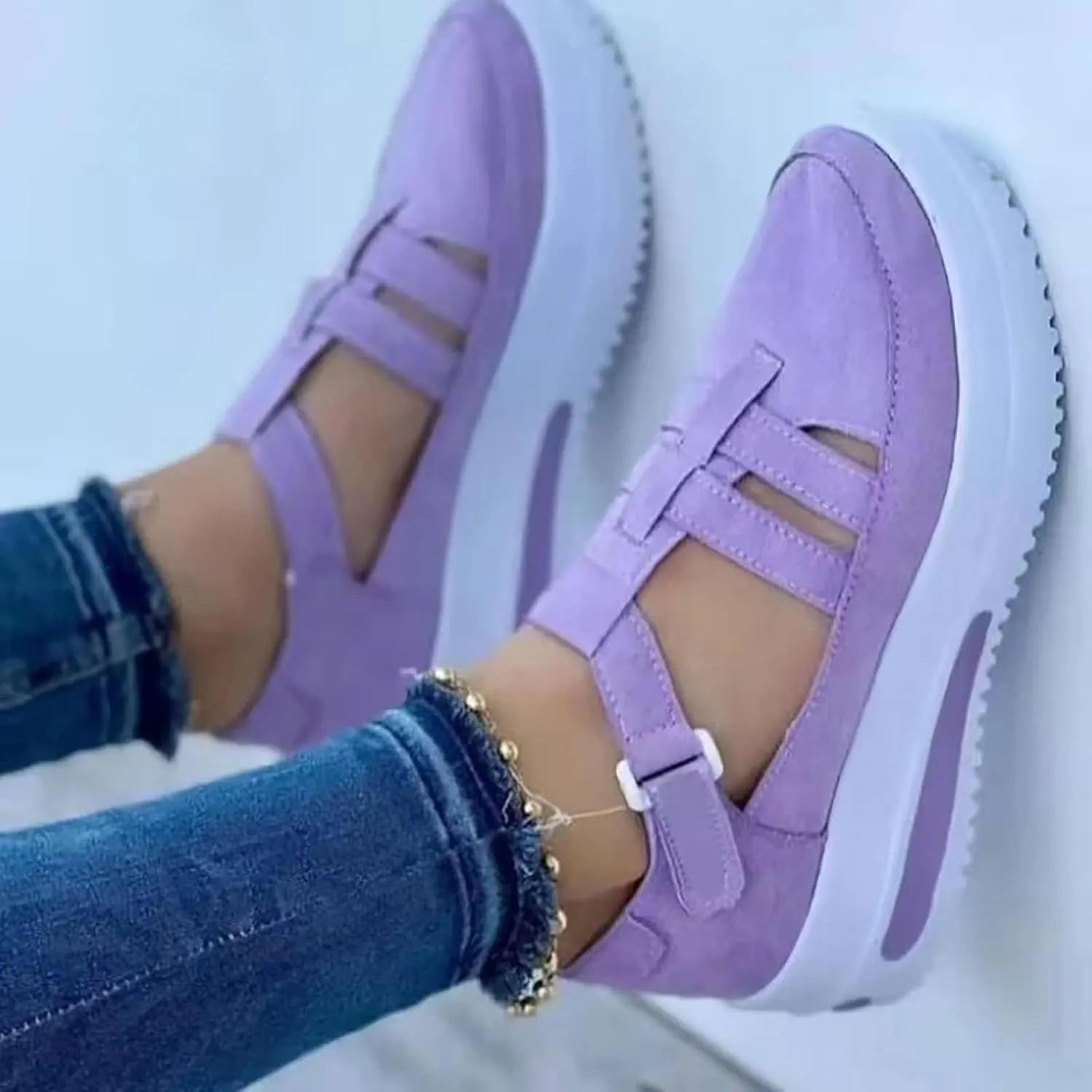 Wedge Sandals for Women 2025 Dressy Summer Closed Toe Slip On Platform Sandals Hollow Out Strappy Ankle Strap Metal Buckle Walking Shoes for Summer, Beach, Hiking & Casual Wear 2025