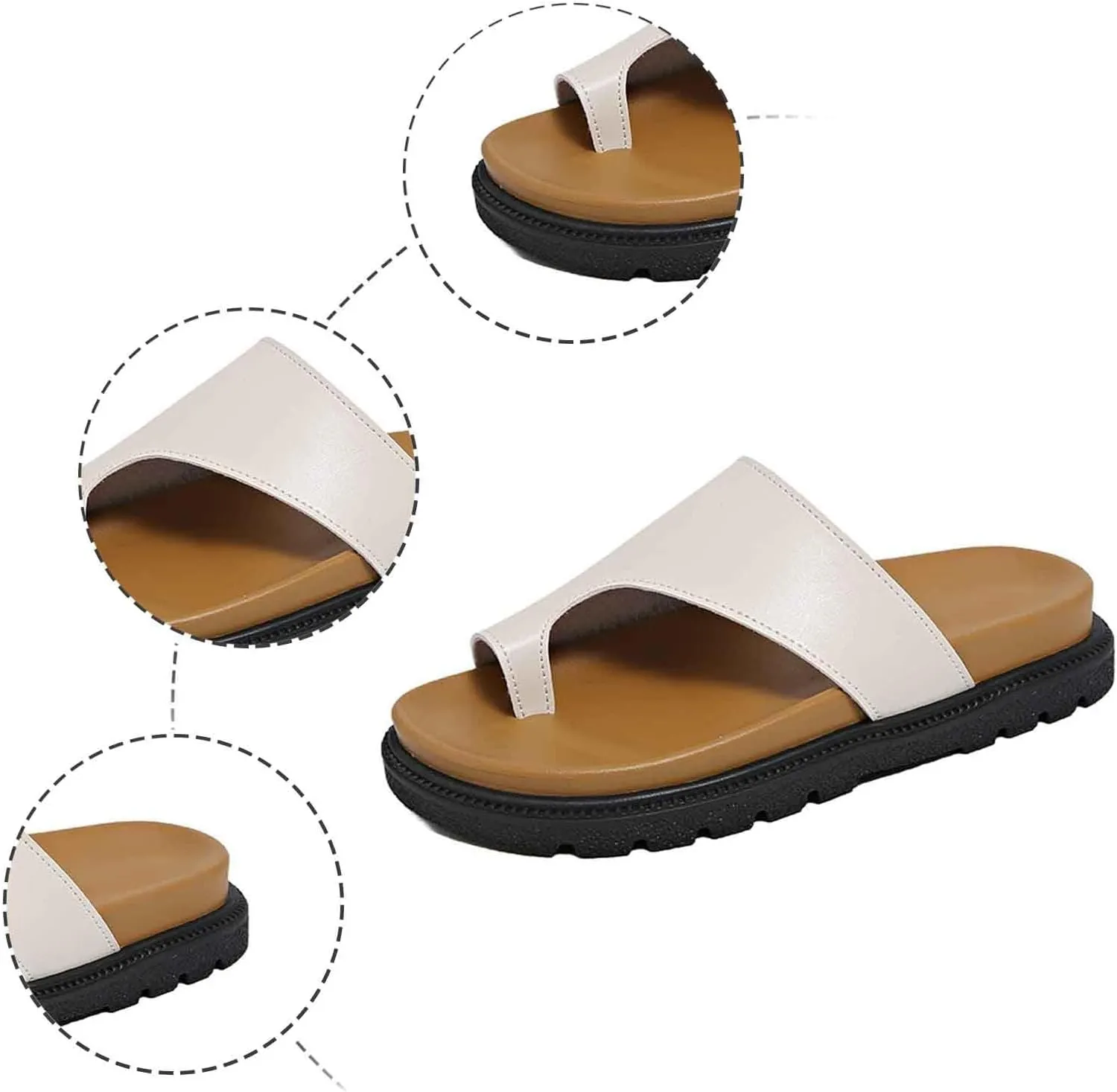 Women's Comfortable Thick Sole Flip Flops Summer Beach Sandals Casual Outdoor Slip On Slippers for Walking Travel