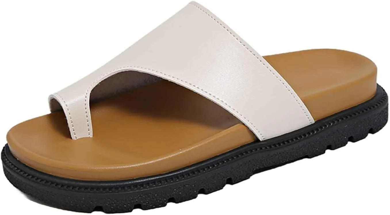Women's Comfortable Thick Sole Flip Flops Summer Beach Sandals Casual Outdoor Slip On Slippers for Walking Travel